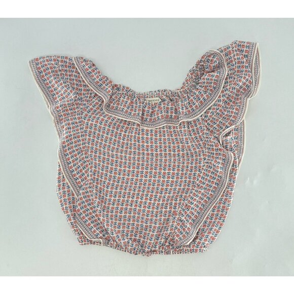 Max Studio Chiffon Ruffle Flutter Slv Blouse Sz Sm Boho, Preppy, Elastic Waist - Picture 3 of 7